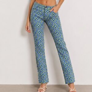 NWT Gretchen Scott Gripe Less Rio Gio Pants Periwinkle Lime Shrimp 2 Resort Chic
